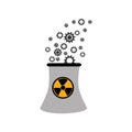 Monochorme silhouette nuclear reactor with hazard symbol Royalty Free Stock Photo