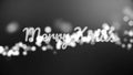 Monochrom Merry christmass inscription on black and white background with many fuzzy, round lights, celebration and