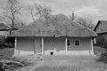 Monochrom photo of very old house in country side