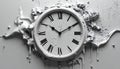 Monochromatic Abstract Depiction of Time Melting Away a Classic Wall Clock Face Surrounded by Dynamic Splashes and Dripping Royalty Free Stock Photo