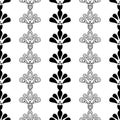 Monochromatic abstract floral pattern on white.