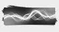 Monochromatic abstract waveform with thin white lines on a gradient gray background with a rough black brush stroke Royalty Free Stock Photo