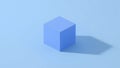 Monochromatic Blue Cube on Minimalist Background Royalty Free Stock Photo