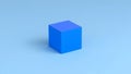 Monochromatic Blue Cube on Minimalist Background Royalty Free Stock Photo