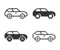 Monochromatic car icon in different variants