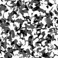 Monochromatic chaotic wild leopard skin patches seamless pattern