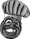 monochromatic chef or cook emoticon cartoon face in chefs hat icon Royalty Free Stock Photo