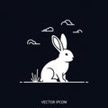 Monochromatic color scheme, emphasizing the contrast between the rabbit Royalty Free Stock Photo
