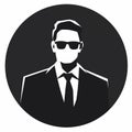 Monochromatic Consultant Icon: Minimalist Man In Suit And Sunglasses