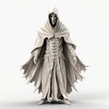 Monochromatic 3d Skeleton Man Halloween Costume With Stylish Cloak And Hood