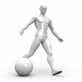 Monochromatic 3d Soccer Player Kicking Ball - Strong Facial Expression