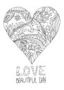 Monochromatic decorative pattern with drawn heart line