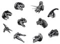 monochromatic dinosaur head collection, with cute colors vector