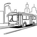 A monochromatic drawing of a bus against a blank white backdrop. Royalty Free Stock Photo