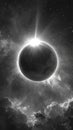 Monochromatic Eclipse: Planet and Stars in Night Sky Royalty Free Stock Photo
