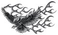 Monochromatic Flaming Eagle - vehicle graphic. Ready for vinyl cutting. . Royalty Free Stock Photo