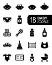 Monochromatic flat baby icons.