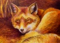 Monochromatic fox painting on canvas