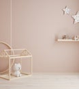 Monochromatic girls room in pastel pink colors