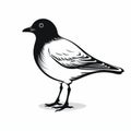 Monochromatic Graphic Design: Black And White Bird In Traditional Oceanic Art Style