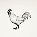 Monochromatic Graphic Design: Distinctive Chicken Drawing On Light Background