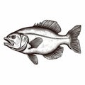 Monochromatic Graphic Design: A Stunning Illustration Of A Bigmouth Bass