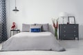 A monochromatic gray designer bedroom interior Royalty Free Stock Photo