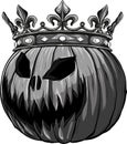 monochromatic Halloween Pumpkin King vector illustration on white background. Royalty Free Stock Photo