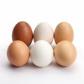 Monochromatic Harmony: Five White, Yellow, Red, And Brown Eggs Royalty Free Stock Photo