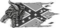 monochromatic Head of Aggressive Wolf woth confederate flag Royalty Free Stock Photo