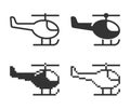 Monochromatic helicopter icon in different variants