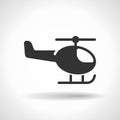 Monochromatic helicopter icon with hovering effect shadow
