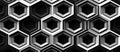 A monochromatic hexagonal pattern in black and grey hues on a textile flooring Royalty Free Stock Photo