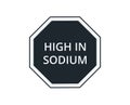 Monochromatic high in sodium Label for Food Products Vector Illustration