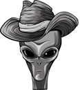 monochromatic illustration of alien head cowboy design Royalty Free Stock Photo