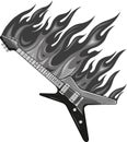 monochromatic illustration of Burning electric guitar design