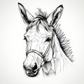 Faceted Forms: Charming Black And White Donkey Illustration Royalty Free Stock Photo