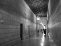 Monochromatic image of a hallway in the New York Public Library. Royalty Free Stock Photo