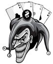 monochromatic Joker. Angry jester in the cap. tattoo illustration