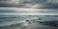 A monochromatic landscape depicting a cloudy seascape. Royalty Free Stock Photo