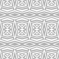 Monochromatic line art pattern over white background. Seamless geometric wallpaper. Grey and white tiling