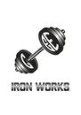 Monochromatic logo featuring a stylized dumbbell with circular Royalty Free Stock Photo