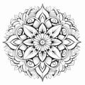 Monochromatic Mandala Flower Coloring Page Inspired By Kerem Beyit Royalty Free Stock Photo