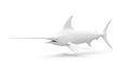 Monochromatic marine marvel a sculptural representation of a swordfish in pristine white tone Royalty Free Stock Photo