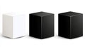 Monochromatic minimalism, three dark boxes and one light box in a study of contrast simplicity Royalty Free Stock Photo