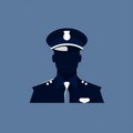 Monochromatic Minimalist Police Officer Profile Icon On Blue Background