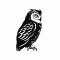 Monochromatic Owl Silhouette: Bold Contrast In Gothic Realism