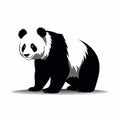 Monochromatic Panda Bear Silhouette On White Background