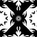 Monochromatic pattern with butterflies and flowers