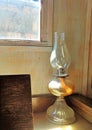 Golden Kerosene Lamp in Old Schoolroom - Big Bear Historical Society Museum